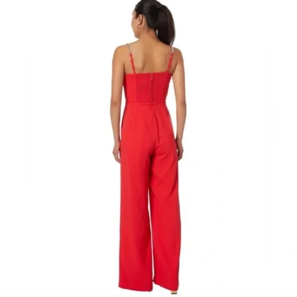 Sale! NWT Lilly Pulitzer Zemira Red Jumpsuit with Wide-Leg Silhouette